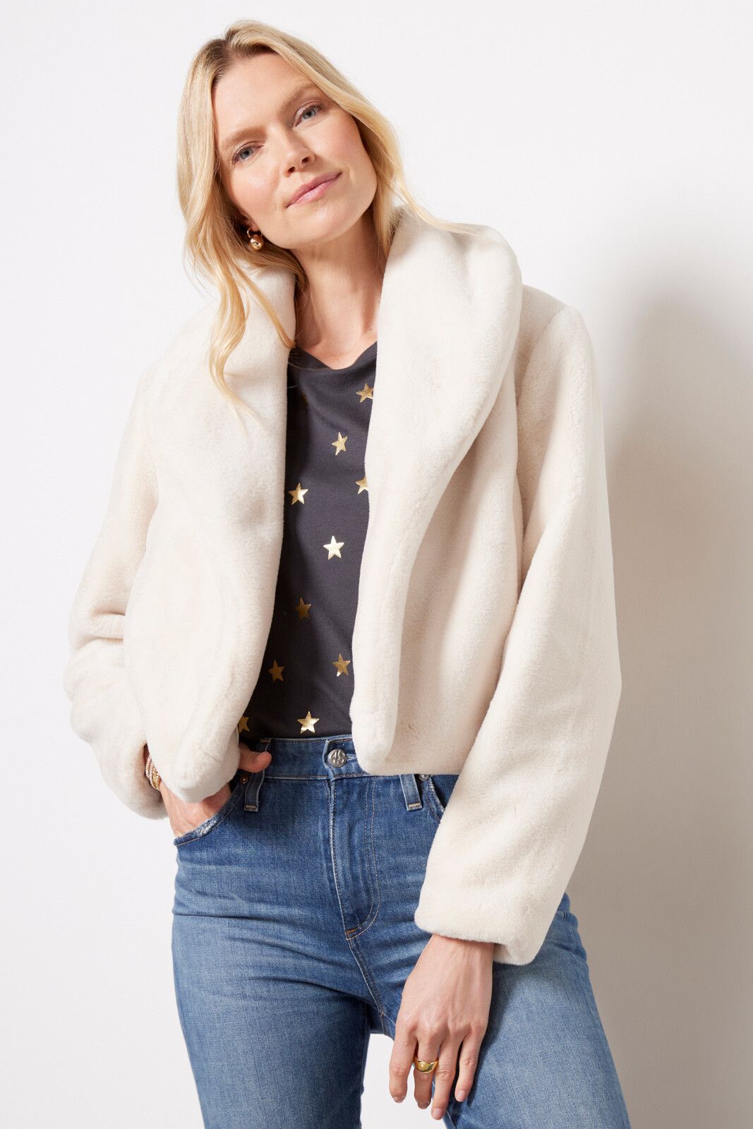 Snow Queen Cropped Faux Fur Jacket | EVEREVE