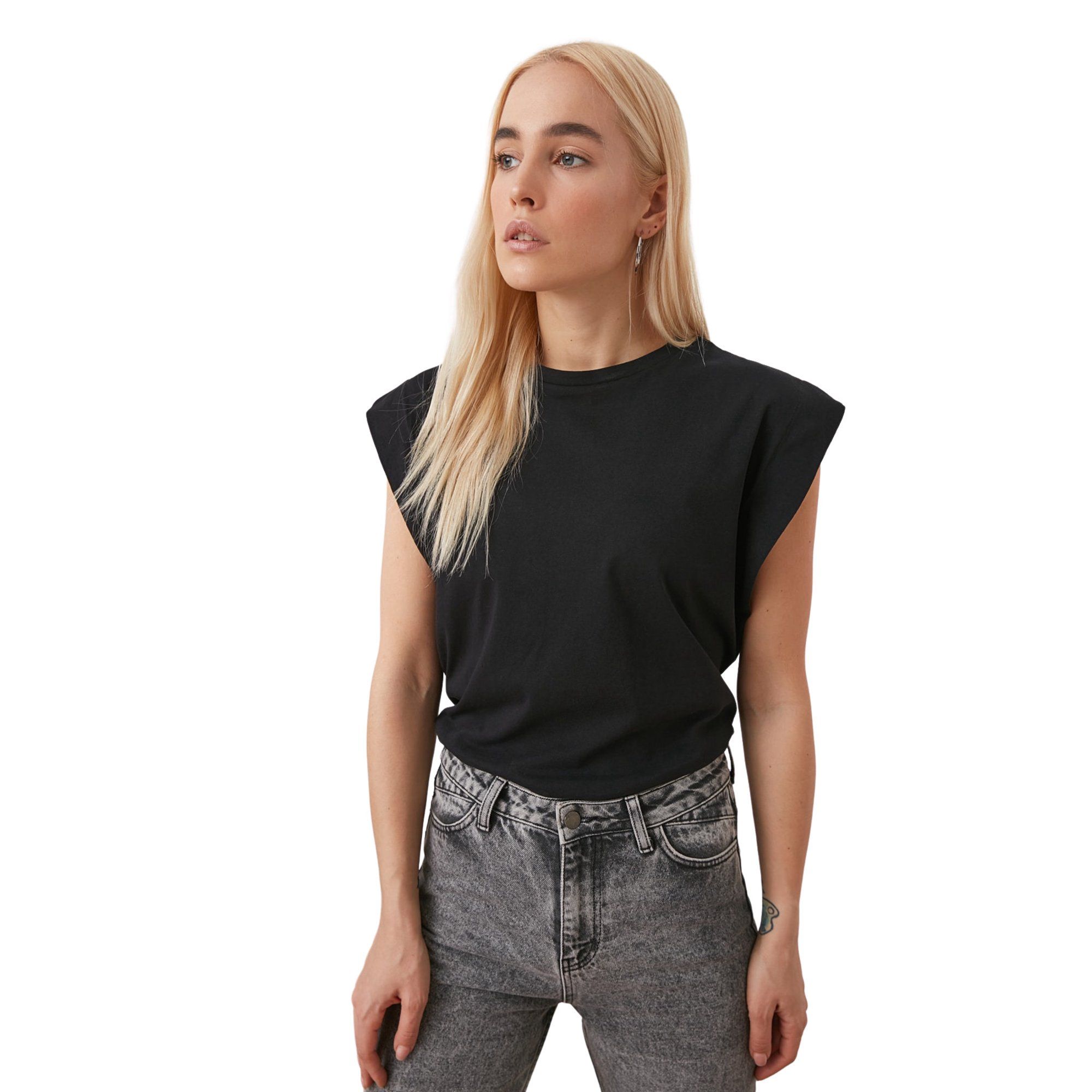 Trendyol Women Basics Regular Basic Crew Neck Knit T-Shirt | Walmart (US)