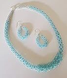 Rope" Style Aqua and Crystal Beaded Necklace and Earrings | Amazon (US)
