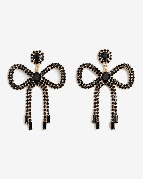 Embellished Bow Statement Drop Earrings | Express
