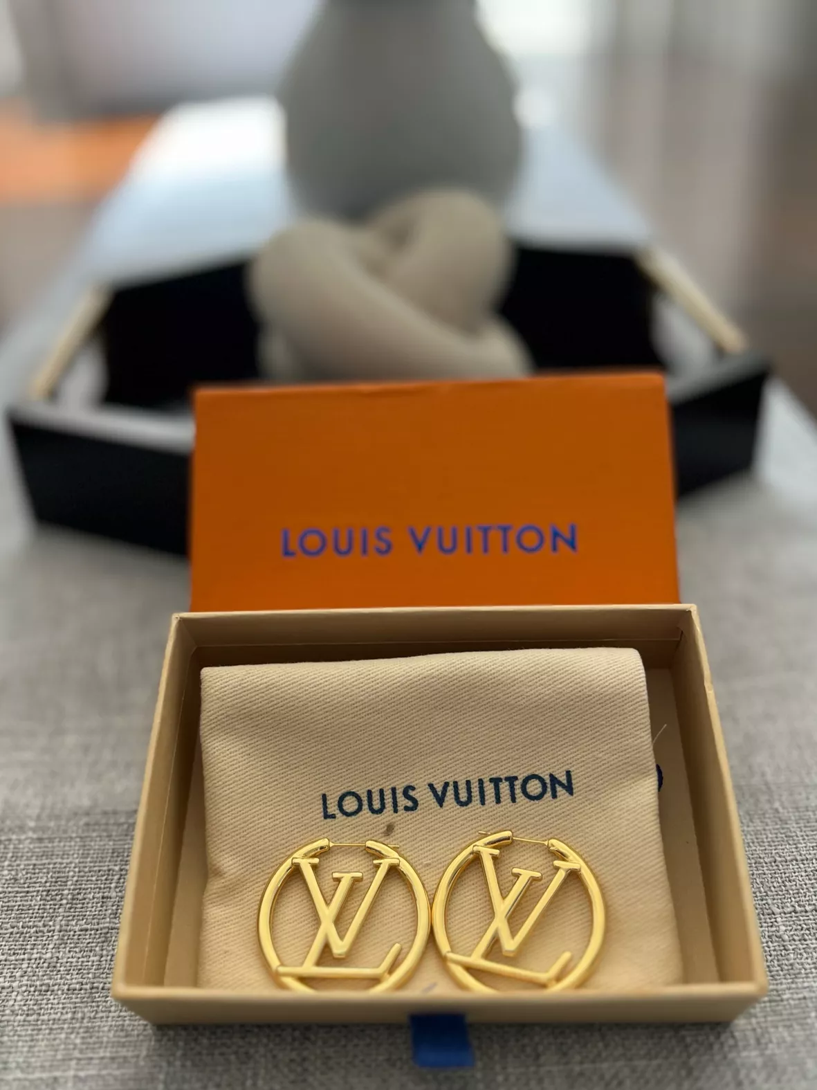 Louis Vuitton Silver/Black Monogram Sweet Large Hoop Earrings
