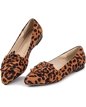 MUSSHOE Women's Flats Dressy Pointed Toe Comfortable Bowknot Ballet Flats Shoes | Amazon (US)