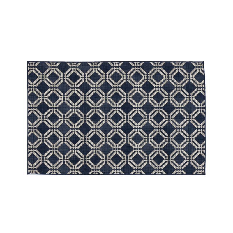 Silas Indoor/Outdoor Indigo Trellis Rug 5'x8' + Reviews | Crate and Barrel | Crate & Barrel