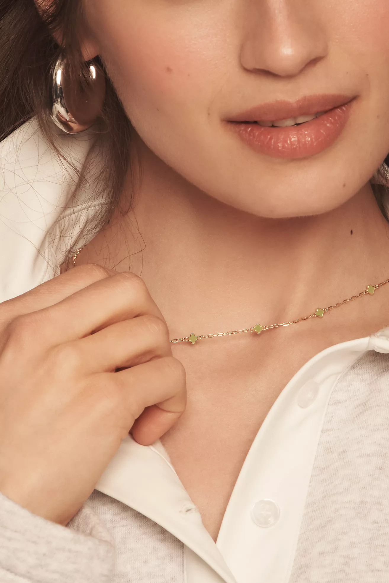 Tiny Clover Chain Necklace | Anthropologie (US)