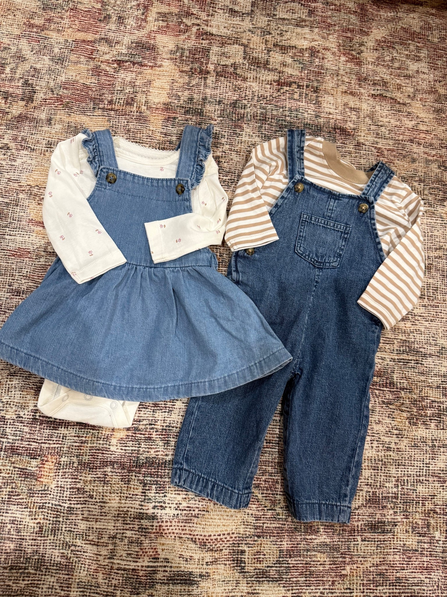 Matching overalls for the twins! 🩵🩷 

#LTKBaby