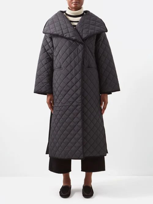 Toteme - Quilted Recycled-shell Wrap Coat - Womens - Black | Matches (UK)
