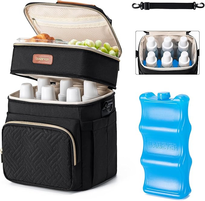 Amazon.com : BABEYER Insulated Breastmilk Cooler Bag with Ice Pack - Holds 6x9oz Bottles, Leakpro... | Amazon (US)