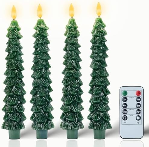Christmas Decorations Indoor - 4 PCS Christmas Tree Candles with Remote and Timer - Flameless Chr... | Amazon (US)