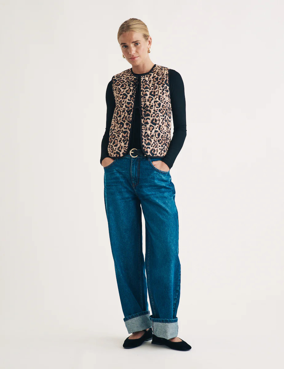 Leopard Print Tie Front Quilted Gilet | Nobody's Child