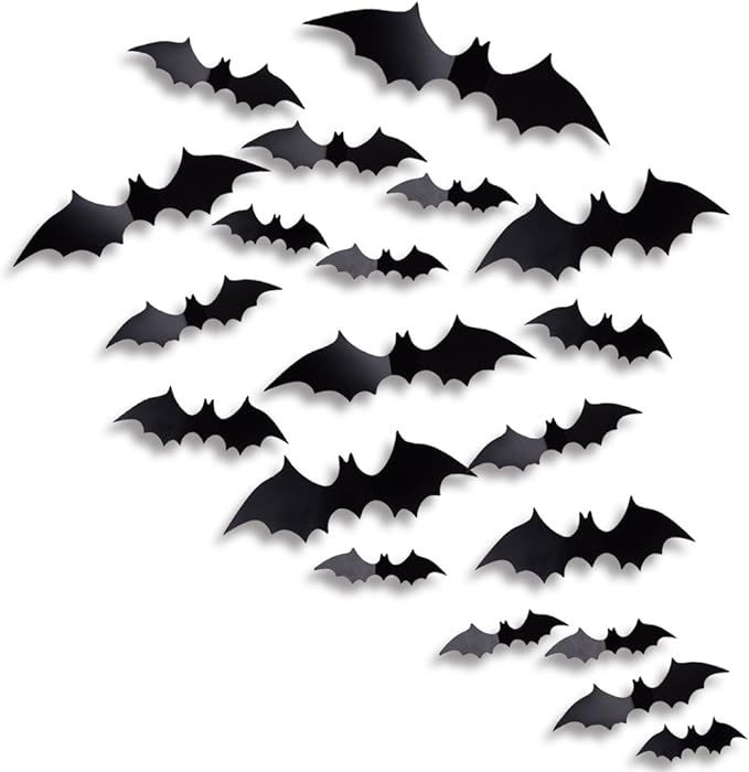 Antner Halloween Party Supplies PVC 3D Bats Removable Decals Stickers Window Decors, 36 Pieces, B... | Amazon (US)