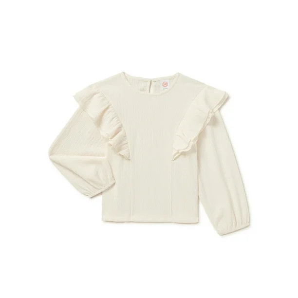 Wonder Nation Girls Long Sleeve Double Ruffle Top, Sizes 4-18 & Plus - Walmart.com | Walmart (US)