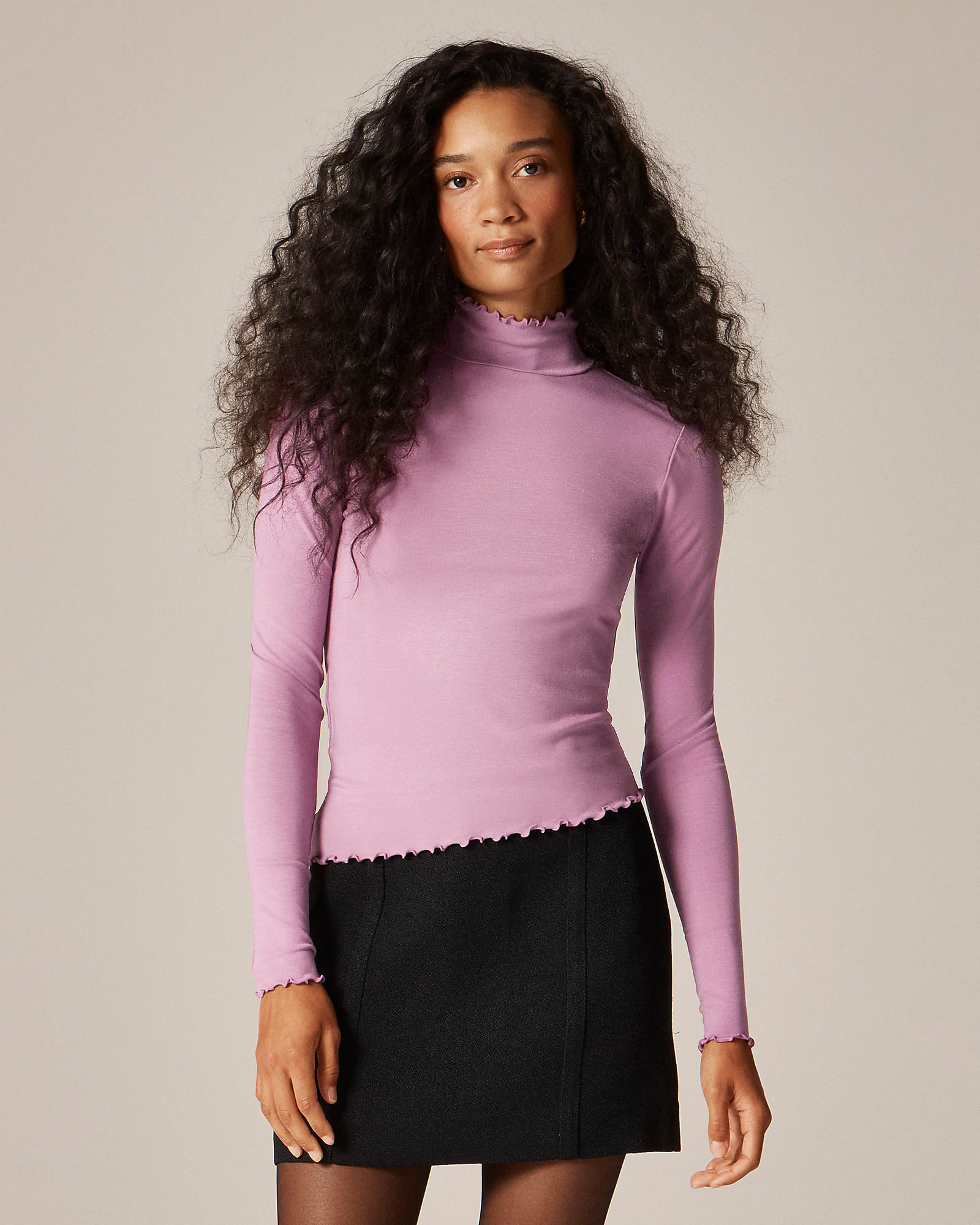 Refined rib lettuce-trim turtleneck | J. Crew US