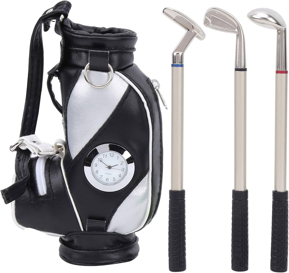 Mini Desktop Golf Bag Pen Clock Zinc Alloy PU Leather with Golf Pens Souvenir Set Gift | Amazon (CA)