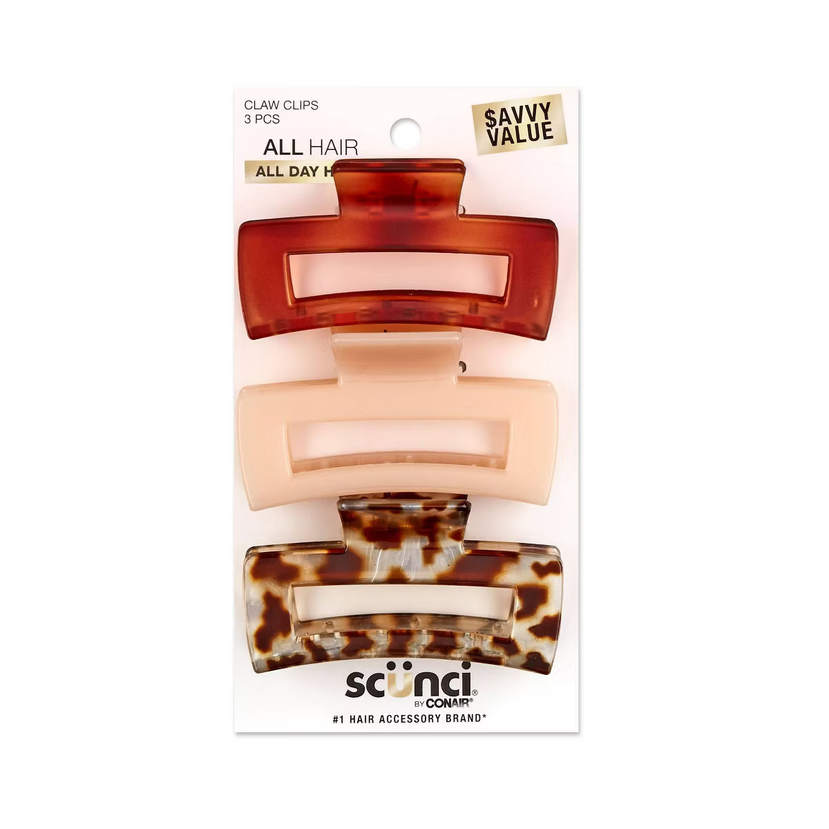 scünci Medium Sized Rectangle Claw Clips - All Hair - 3pcs | Target