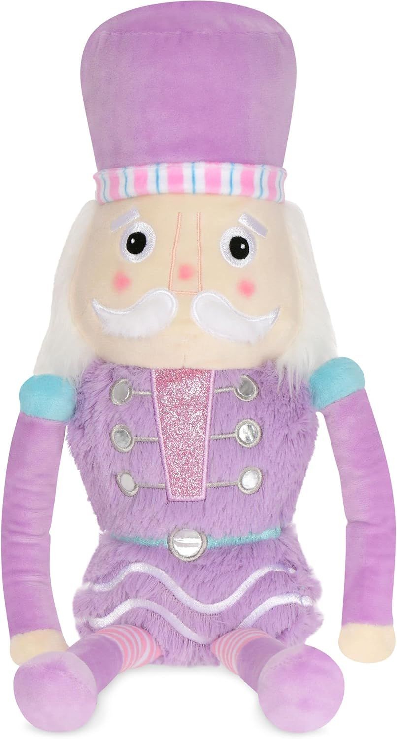 iscream Furry Plush 18.5" Nutcracker Embroidered Accent Holiday Pillow - Lavender | Amazon (US)