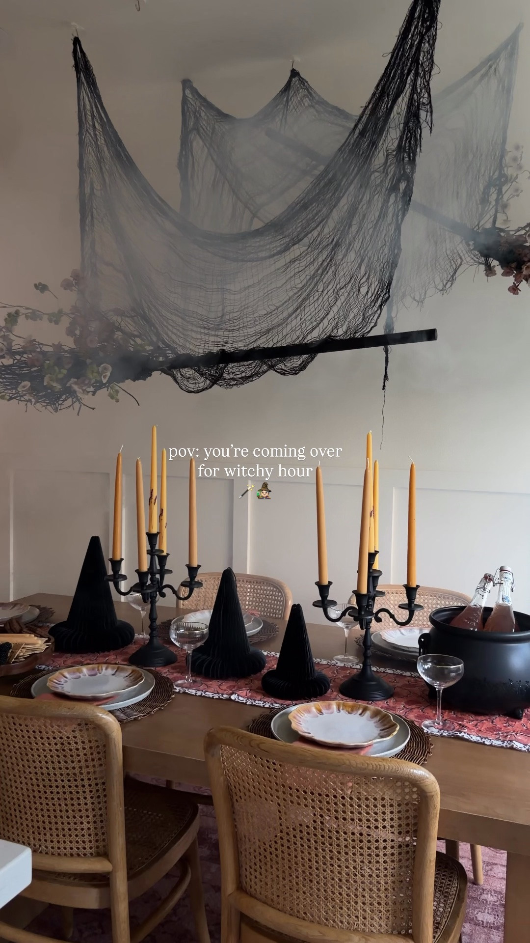 countdown to Halloween is on and you’re invited to witchy hour ✨& it’s not a party without a @worldmarket set-up: tableware, spooky accents, treats and even a diy backdrop with wooden brooms and faux fall florals

 #WorldMarketPartner #WorldMarketFinds