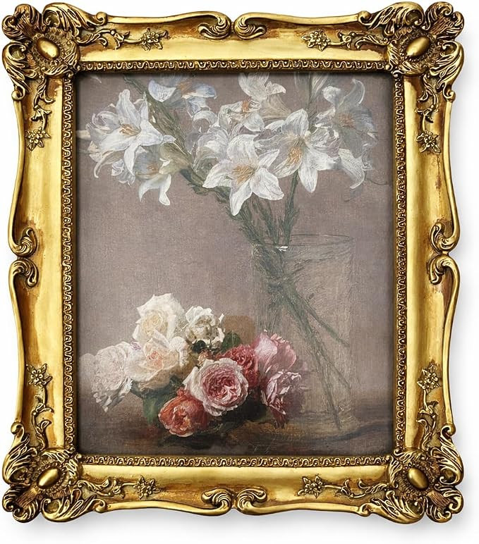 Vintage Gold Picture Frame 8x10 with Mat for 6x8 Photo, Ornate Baroque Frame with Acrylic Glass, ... | Amazon (US)