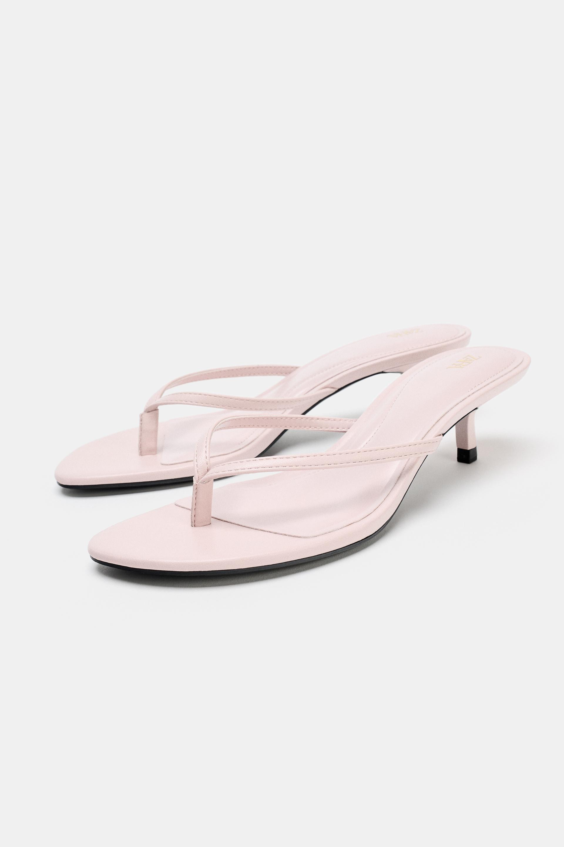 Zara - Kitten Heel Sandals - Pink - 11 - Woman | Zara US
