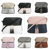 Medium Dome Vegan Leather Cross-Body Bag With Tassel Zipper Pocket | Etsy (US)