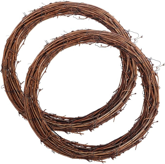 2 Pieces 30 cm Large Natural Grapevine Wreathes Vine Branch Wreath Halloween Rattan Wreath for Ea... | Amazon (UK)