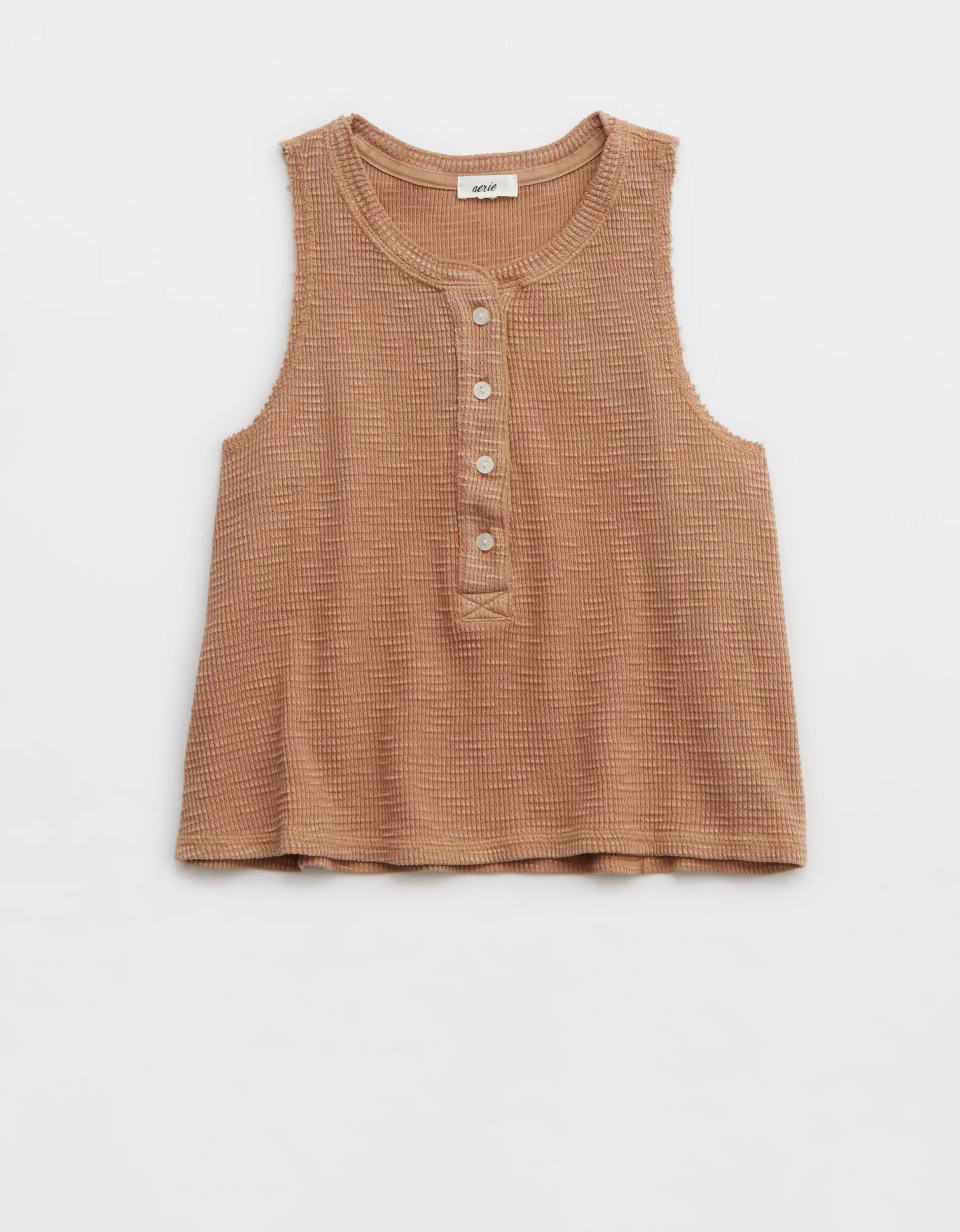Aerie Sunspun Waffle Cropped Tank Top | Aerie