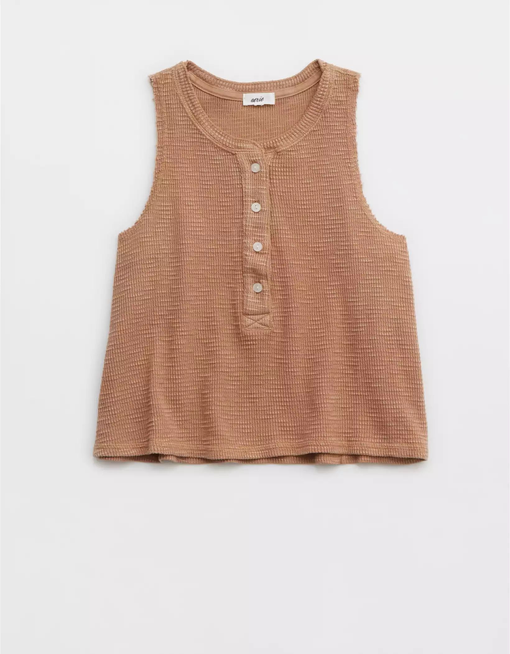 Aerie Sunspun Waffle Cropped Tank Top | Aerie