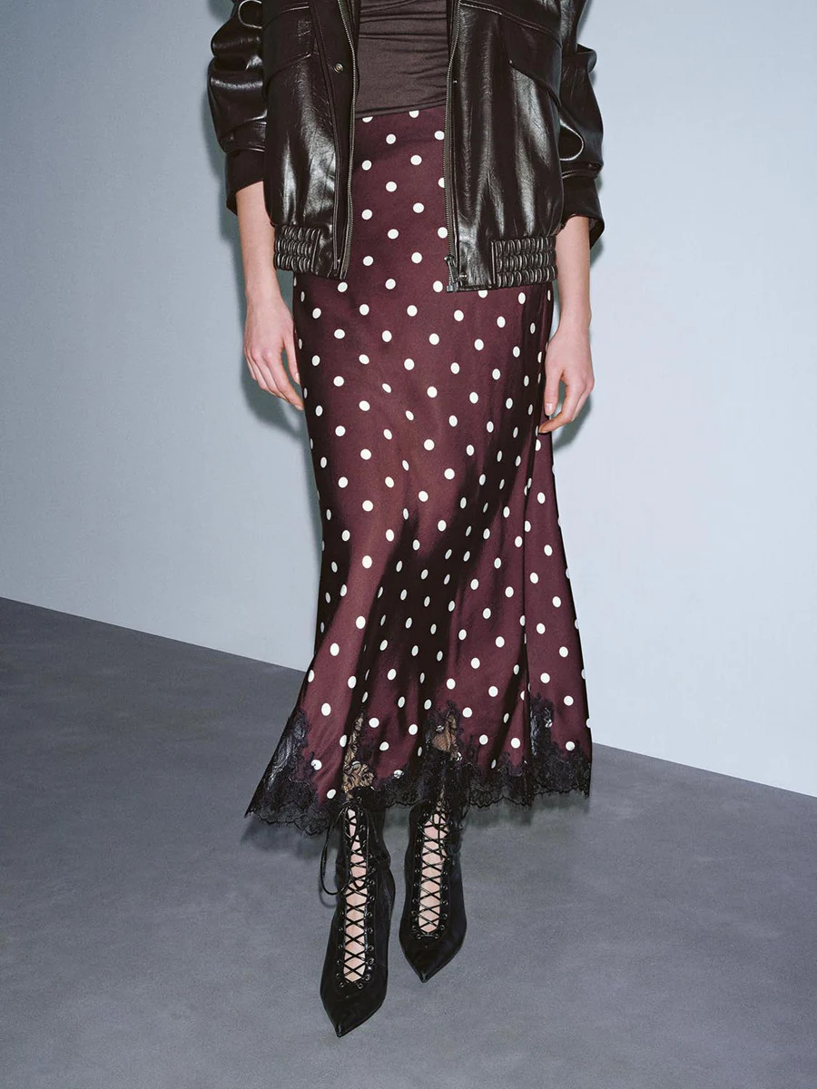 Polka Dotted Fishtail Maxi Skirts | Urban Revivo