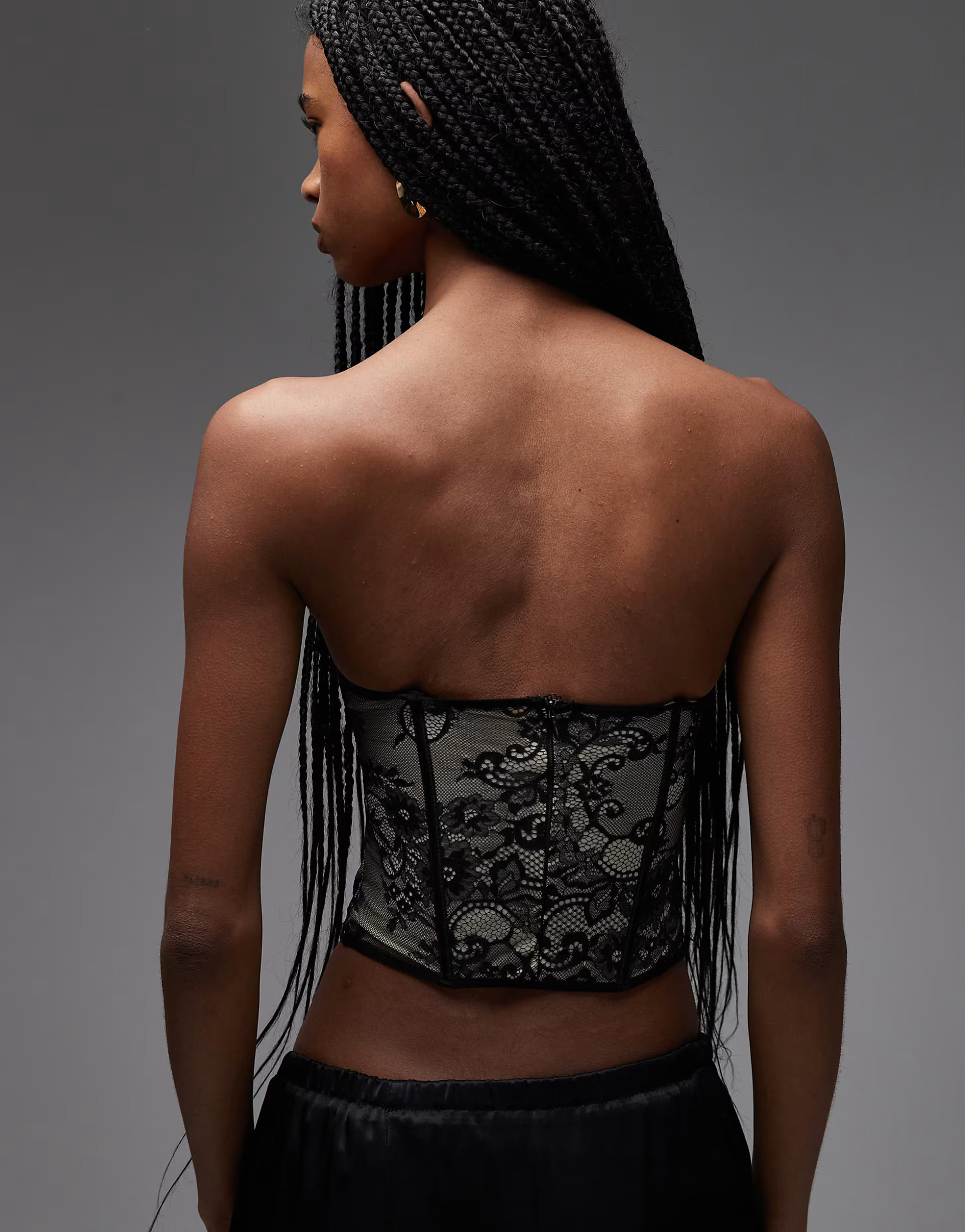 ASOS DESIGN lace mix detailing cupped corset top with boning in black | ASOS (Global)