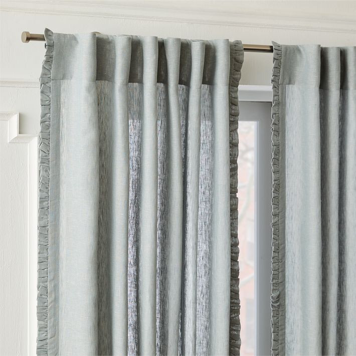 Ruffle Linen Light-Filtering Curtain | West Elm (US)