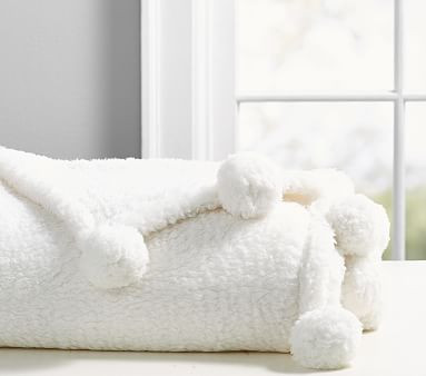 Recycled Sherpa Pom Pom Throw | Pottery Barn Kids