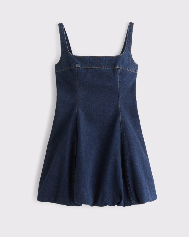 Women's Squareneck Bubble Hem Denim Mini Dress | Women's Dresses & Jumpsuits | Abercrombie.com | Abercrombie & Fitch (US)