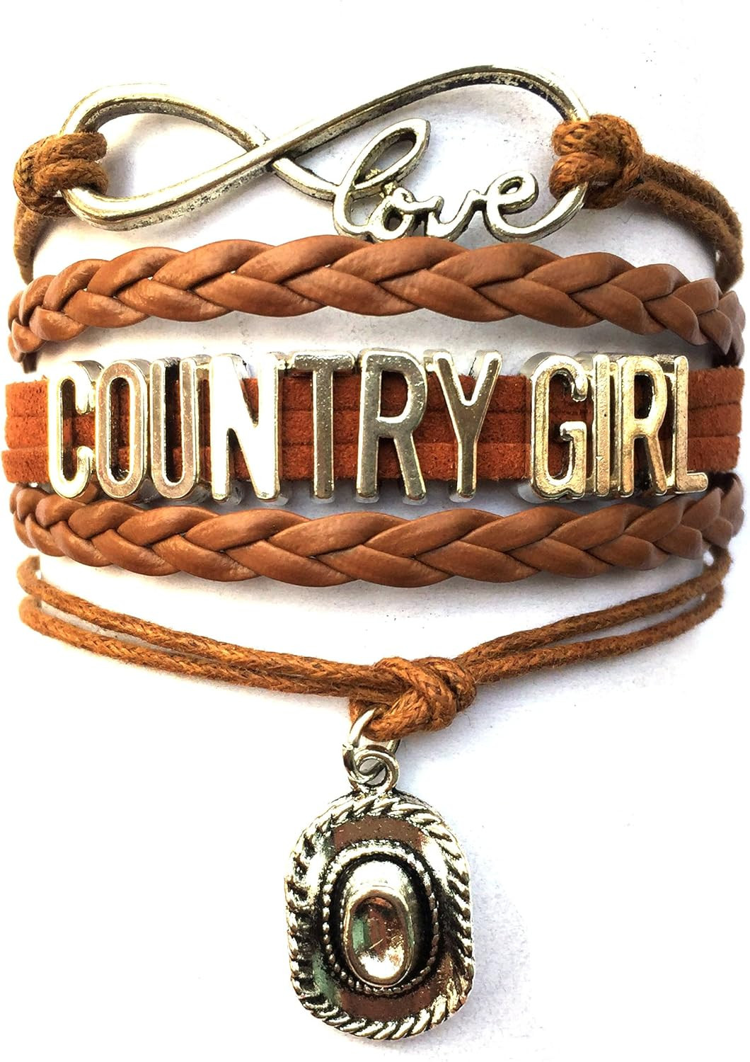DOLON Infinity Love Country Girl Bracelet Southern Cowboys Hat Charm Girls Gift | Amazon (US)