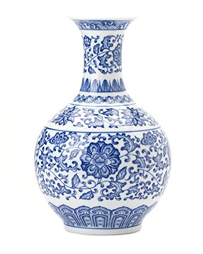 GaLouRo Blue and White Vase, Blue Vase, Chinoiserie Vase, Blue and White Ginger Jar Vase for Home Decor, Blue and White Porcelain Decor,9½"H | Amazon (US)