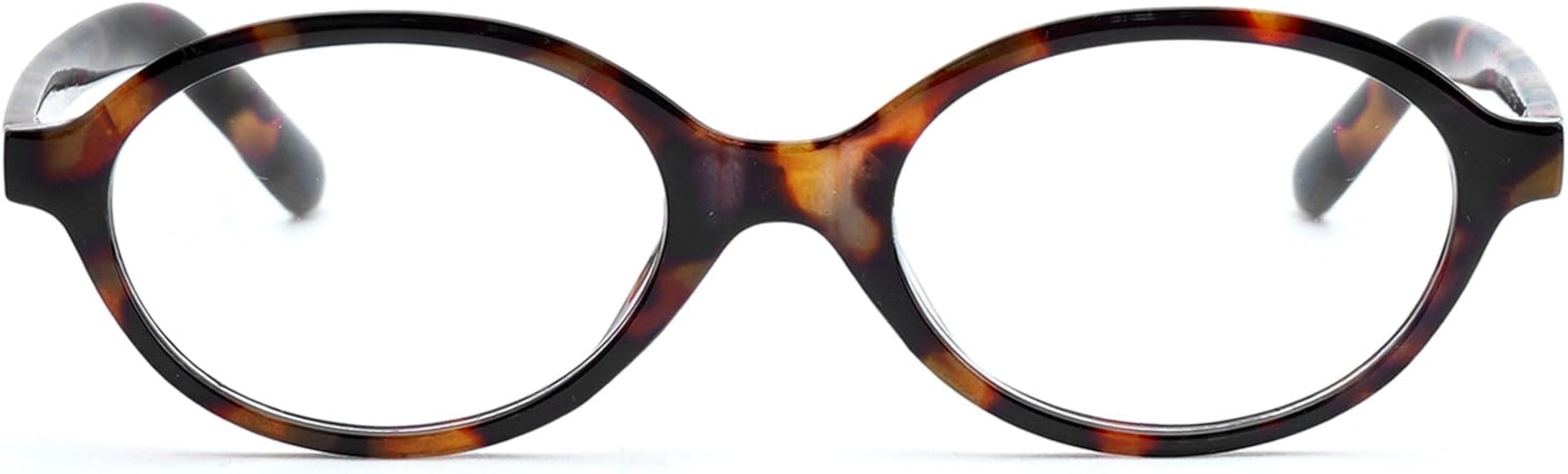 Retro Oval Glasses for Women Men 90s Small Round Blue Light Glasses Oval Y2K Tortoise Eyeglasses | Amazon (US)