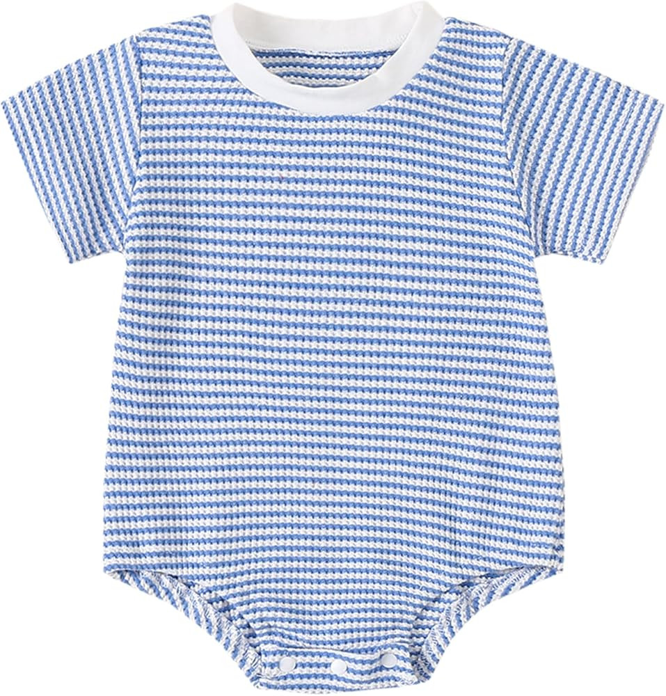 Baby Bubble Romper Summer Unisex Boy Girl Clothes Outfit Newborn Spring Waffle Cotton Infant Shor... | Amazon (US)
