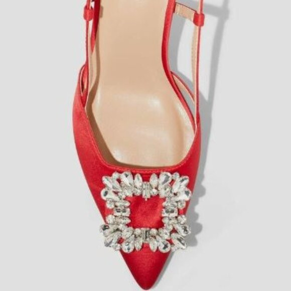 Target Annette Womens Slingback Heels A New Day RED Rhinestone Si… | Poshmark