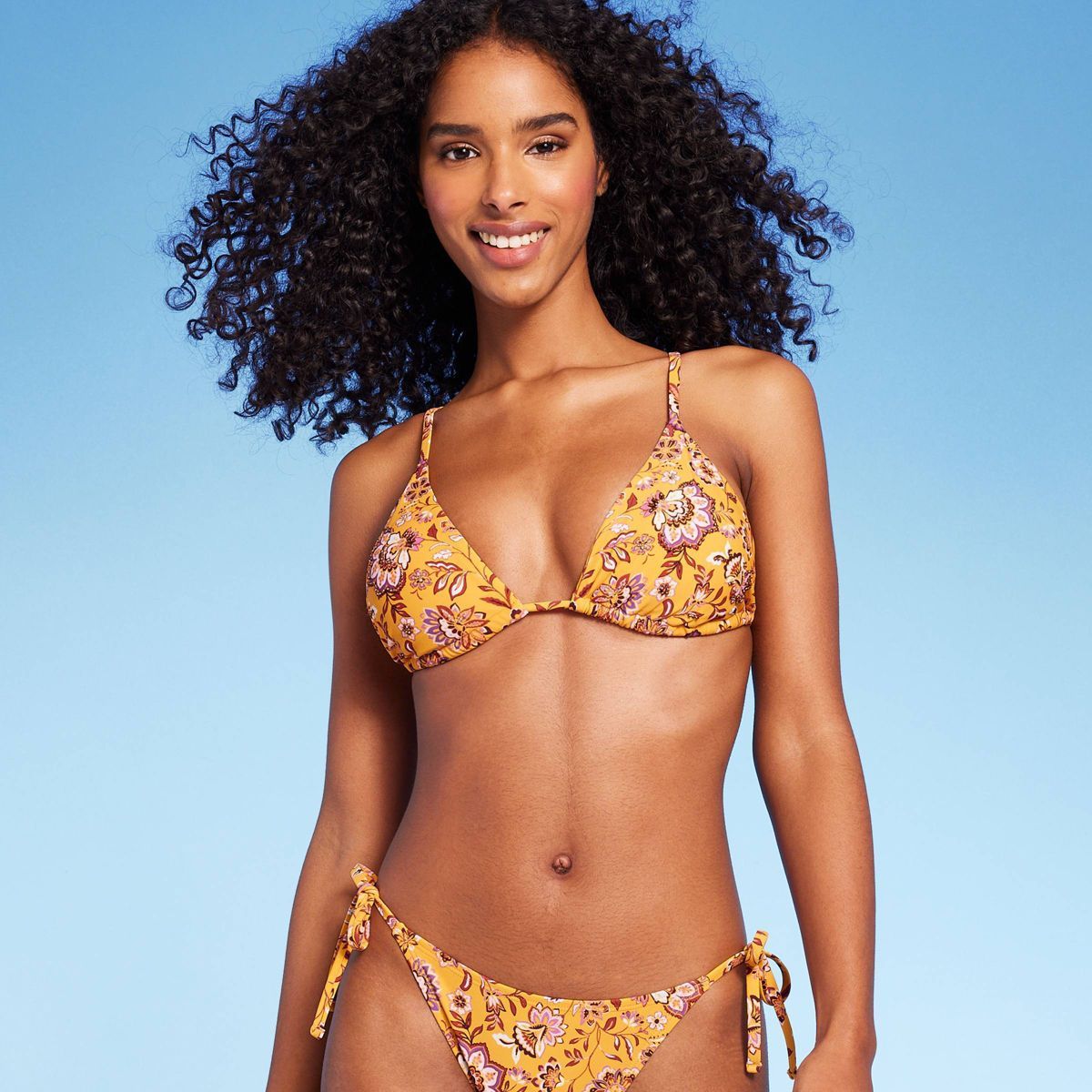 Women's Paisley Print Triangle Bikini Top - Shade & Shore™ Gold | Target