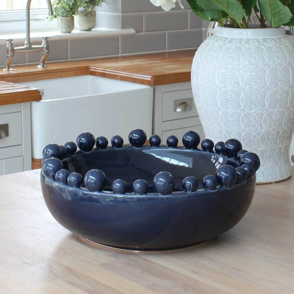 Large Decorative Navy Blue Bowl | Not On The High Street