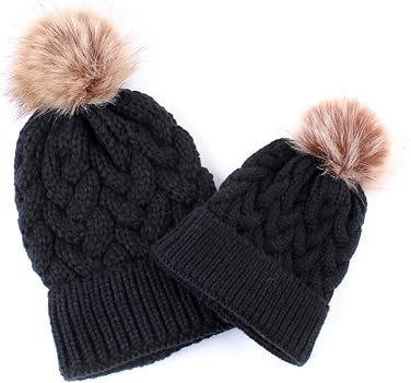 2PCS Mother&Baby Hat Parent-Child Hat Family Matching Cap Winter Warmer Knit Wool Beanie Ski Cap | Amazon (US)