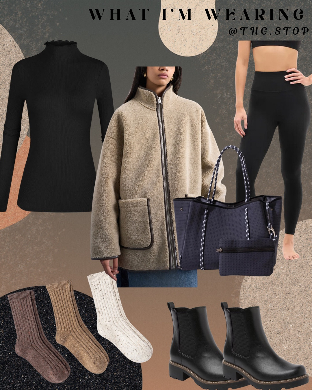 🤎Loving the black & brown combo this season. I love this new Sherpa jacket with faux, dark brown, leather trim! I’m wearing an xs.