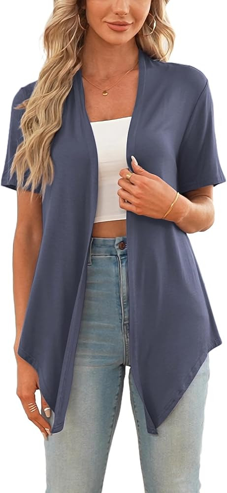 Veryoung 3/4 Sleeve Tie Front Cardigan for Women Soft Drape Open Front Summer Lightweight Waterfa... | Amazon (US)