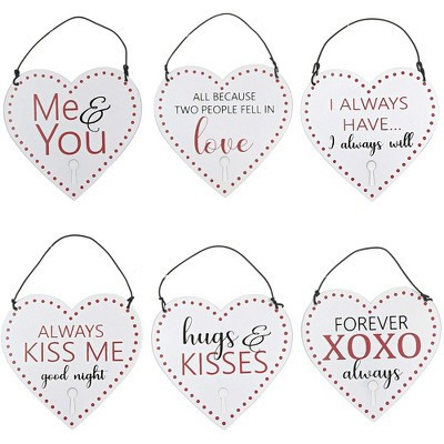Holiday Ornament 3.0 Inch Valentine Message Heart Valentine Tree Ornament , Kiss Love Hugs (6PC) | Target