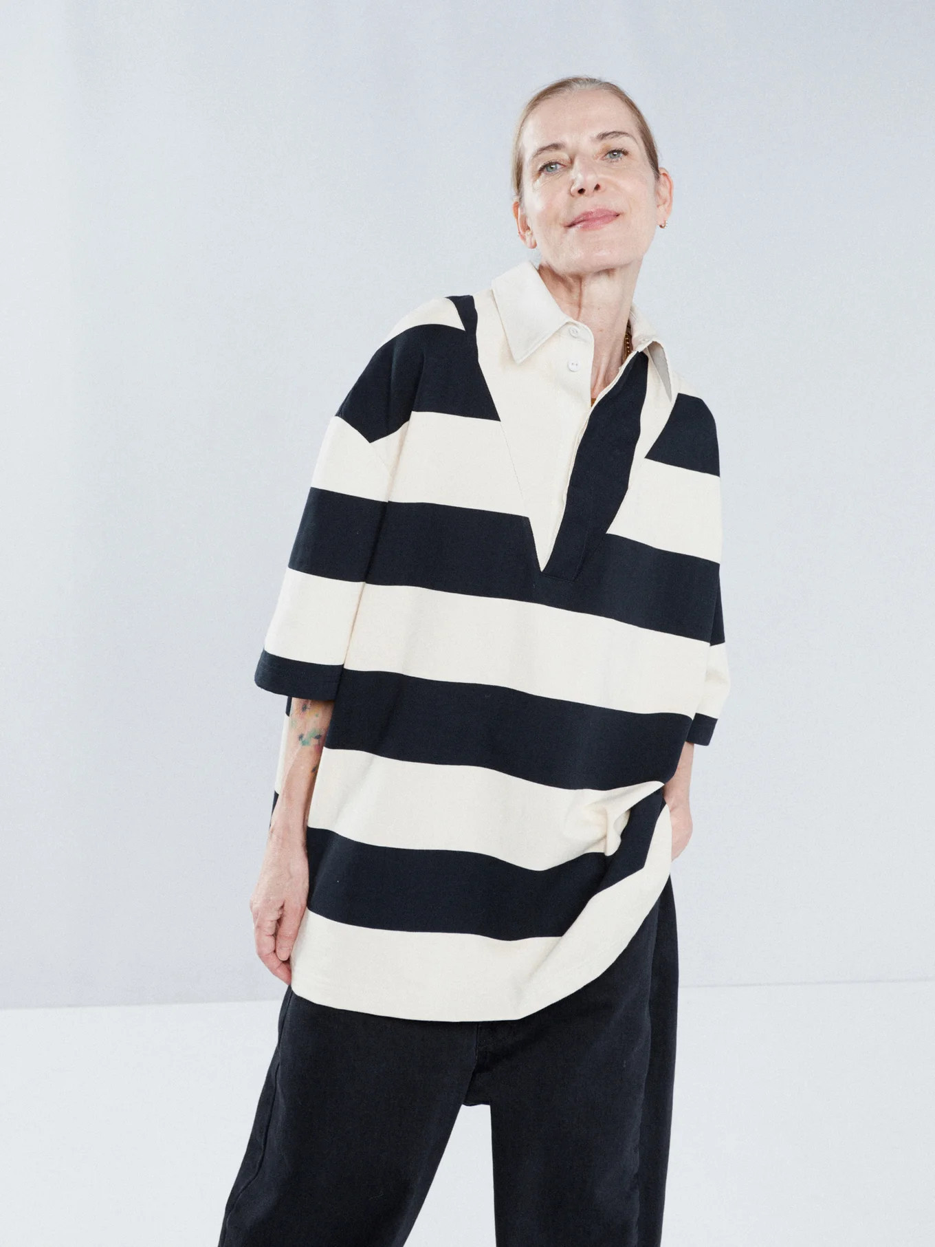 Oversized striped cotton rugby shirt | Raey | Matches (EU)