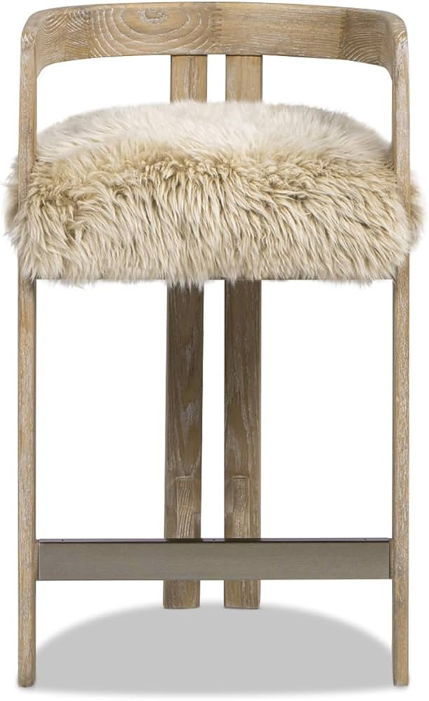 Jennifer Taylor Home Millwick 26.5" Low Back Genuine Fur Counter Stool, Natural Blonde Genuine Fu... | Amazon (US)