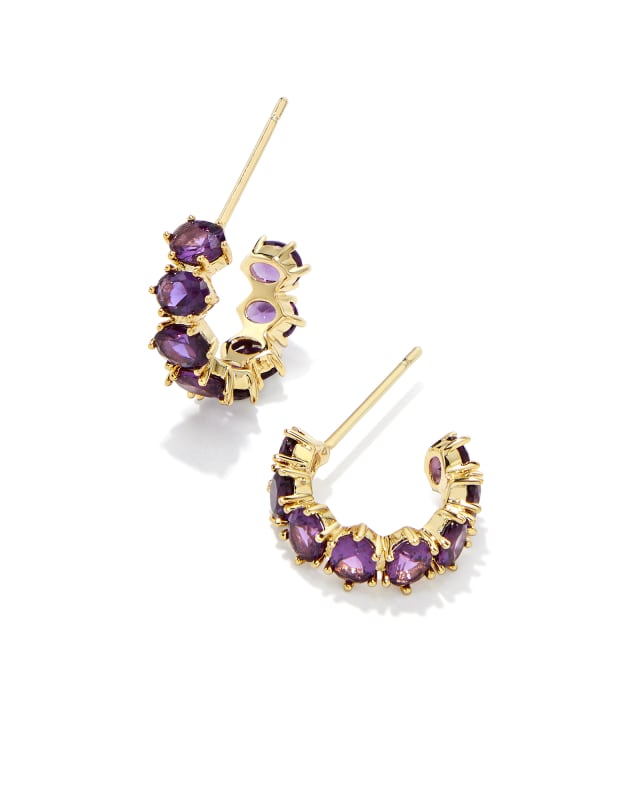 Cailin Gold Huggie Earrings in Purple Crystal | Kendra Scott | Kendra Scott