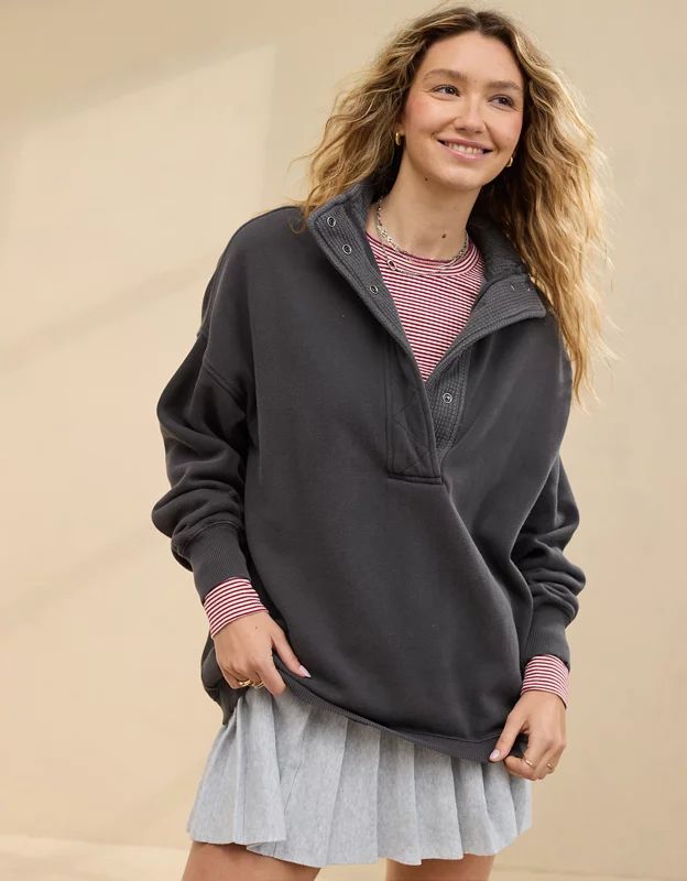 Aerie Getaway Quarter Snap Sweatshirt | Aerie