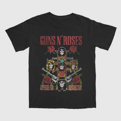 Men's Guns N' Roses Graphic T-Shirt - Black XL: Cotton Crew Neck, Band Logo | Target