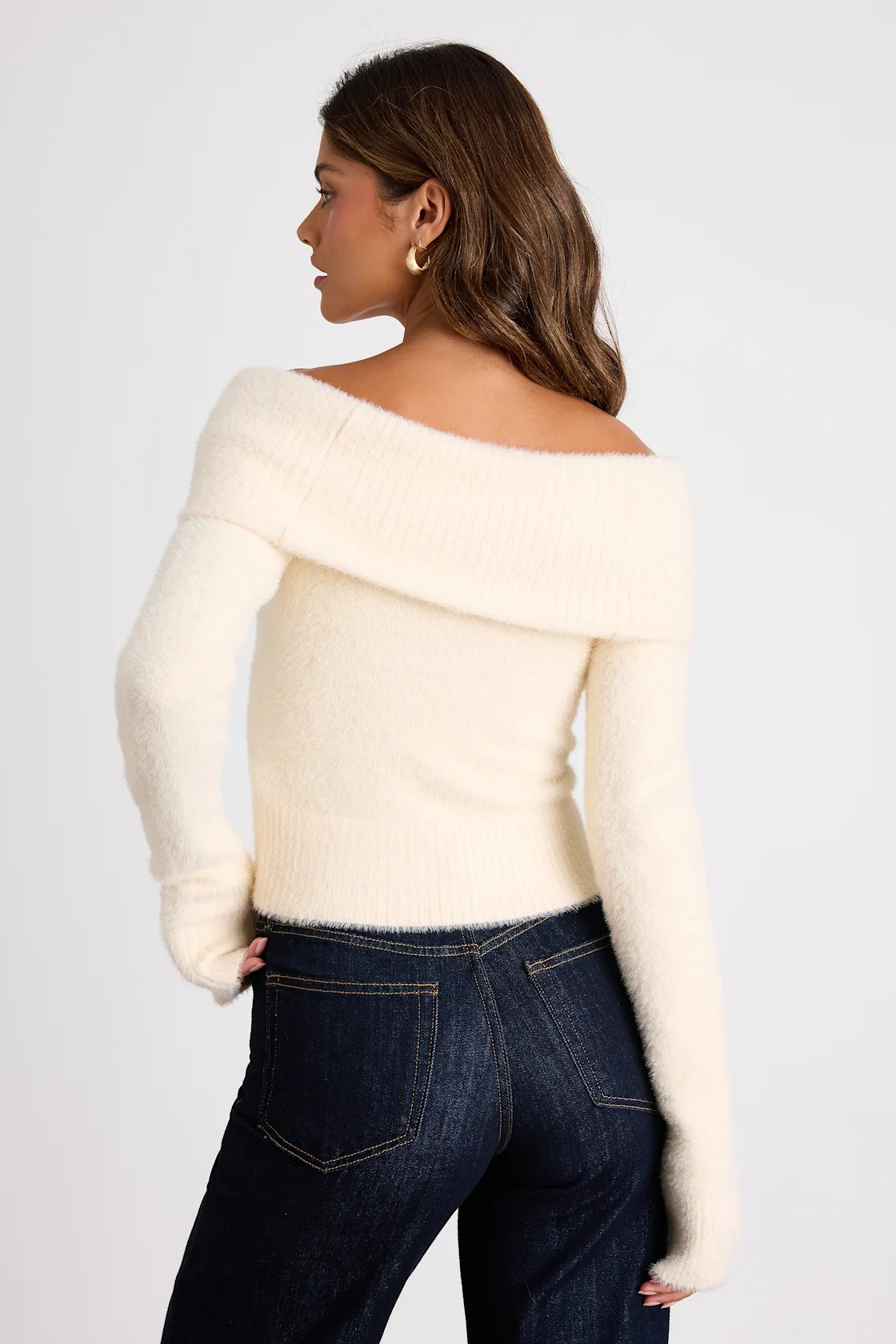 Ravenna Ivory Eyelash Knit Off-the-Shoulder Sweater Top | Lulus