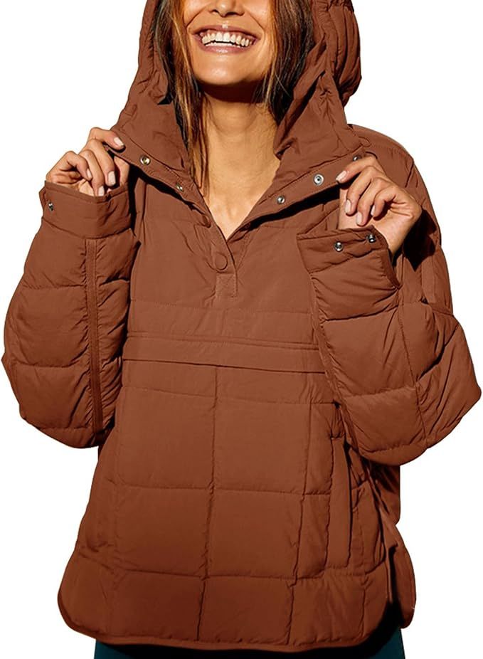 Mundoven Puffer Jacket Womens Hooded Oversized Quilted Pullover Lightweight Warm Womens Winter Co... | Amazon (US)