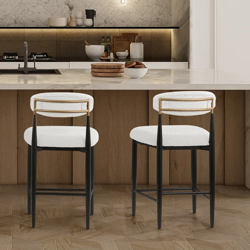 Amerson Upholstered 25.8'' Counter Stool with Metal Frame (Set of 2) | Wayfair North America